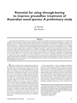 Potential for Using Through-Boring to Improve Groundline Treatment of Australian Wood Species: a Preliminary Study