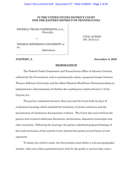 Case 2:20-Cv-01113-GJP Document 277 Filed 12/08/20 Page 1 of 62