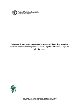 Integrated Landscape Management to Reduce Land Degradation and Enhance Community Resilience in Angola’S Miombo-Mopane Dry Forests