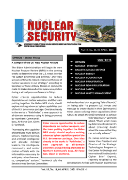 Nuclear Security Vol 15, No. 11, 01 April 2021