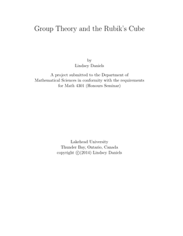 Group Theory and the Rubik's Cube