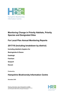 Monitoring Change in Priority Habitats, Priority Species and Designated Sites