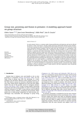Group Size, Grooming and Fission in Primates: a Modeling Approach Based