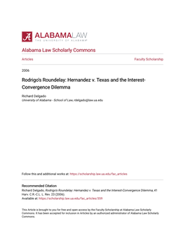 Hernandez V. Texas and the Interest-Convergence Dilemma, 41 Harv