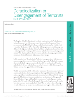 Deradicalization Or Disengagement of Terrorists