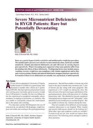 Severe Micronutrient Deficiencies in RYGB Patients: Rare but Potentially Devastating
