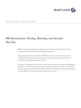 IMS Interconnect: Peering, Roaming and Security – Part One