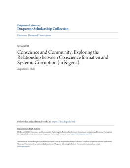 Exploring the Relationship Between Conscience Formation and Systemic Corruption (In Nigeria) Augustine E