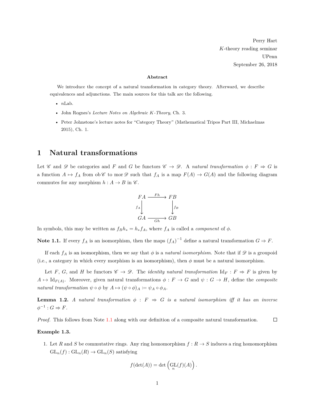 1 Natural Transformations