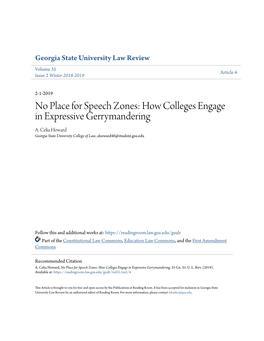 No Place for Speech Zones: How Colleges Engage in Expressive Gerrymandering A