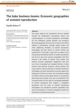 Economic Geographies of Assisted Reproduction