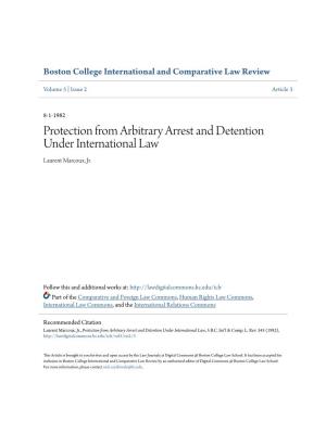 Protection from Arbitrary Arrest and Detention Under International Law Laurent Marcoux, Jr