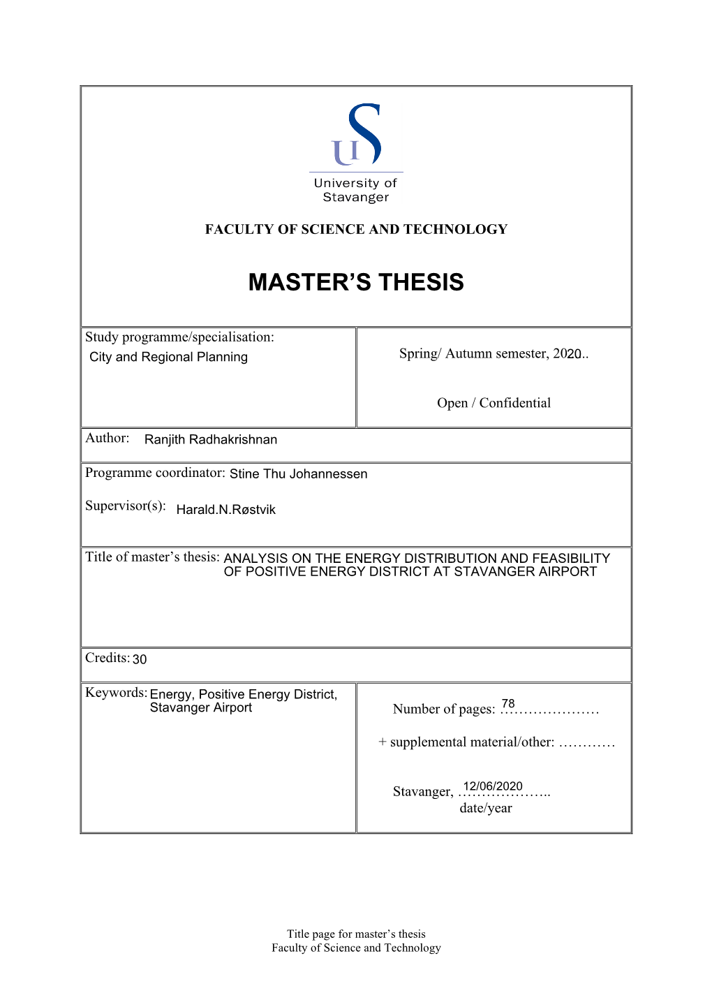 Master's Thesis