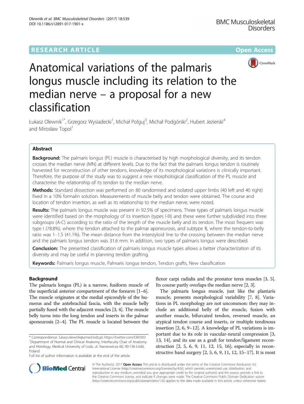 Anatomical Variations of the Palmaris Longus Muscle Including Its Relation