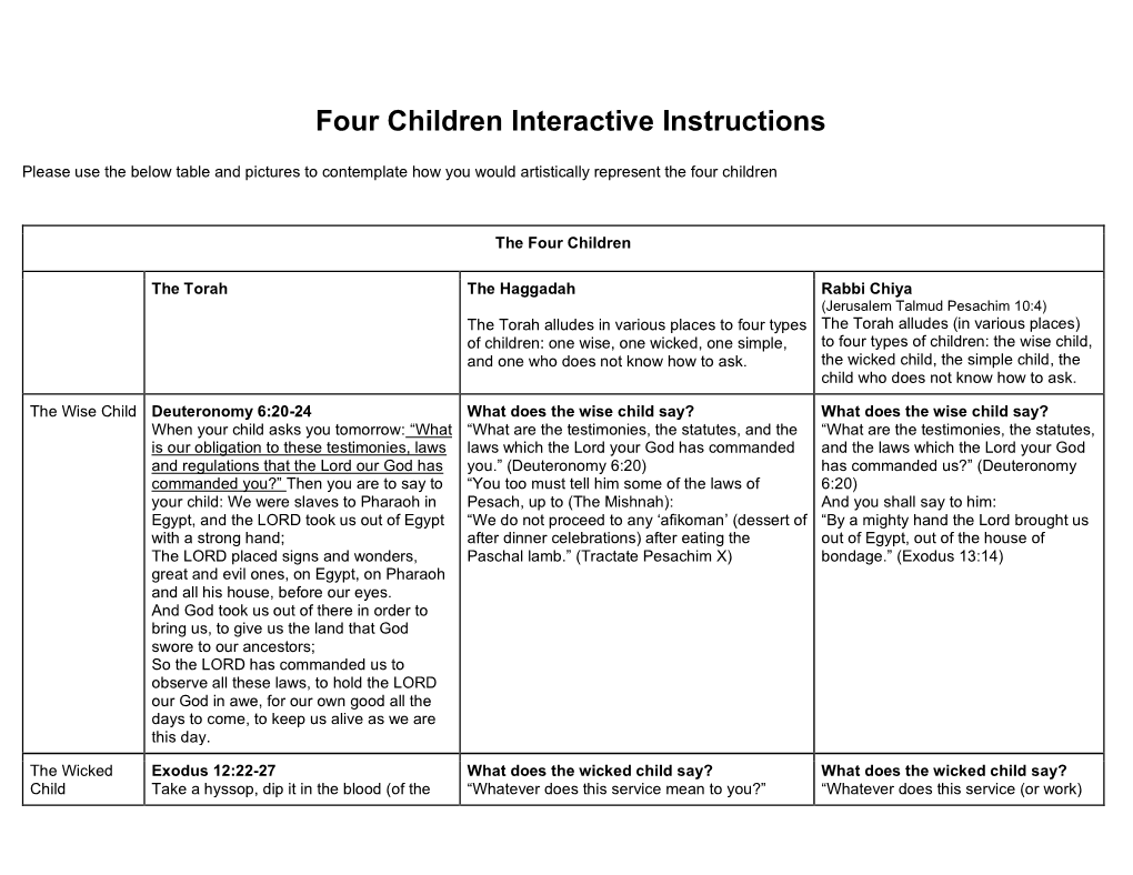 Four Children Interactive Instructions