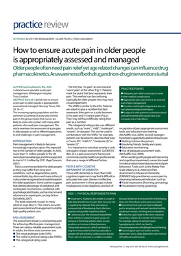 How to Ensure Acute Pain in Older People Is Appropriately Assessed