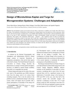 Design of Microturbines Kaplan and Turgo for Microgeneration Systems: Challenges and Adaptations