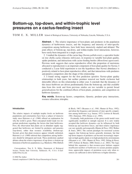 Bottom-Up, Top-Down, and Within-Trophic Level Pressures on a Cactus-Feeding Insect
