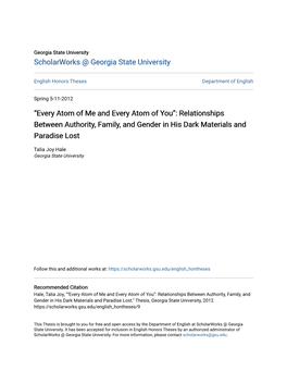 Relationships Between Authority, Family, and Gender in His Dark Materials and Paradise Lost