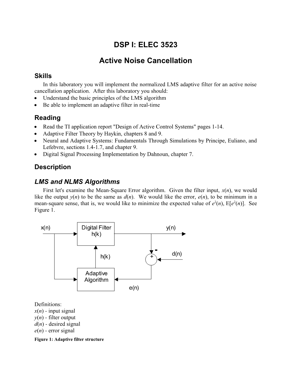 Active Noise Cancellation