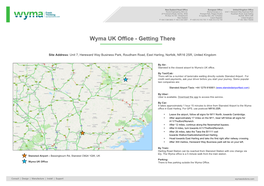 Wyma UK Office - Getting There