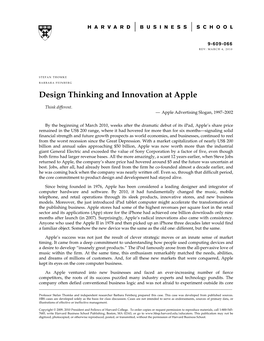 Design Thinking and Innovation at Apple