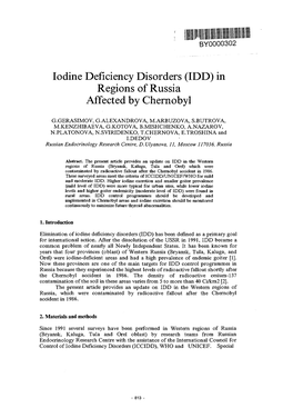 Iodine Deficiency Disorders (IDD) in Regions of Russia Affected by Chernobyl