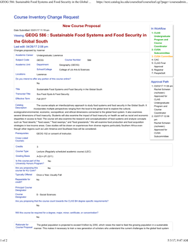 GEOG 586 : Sustainable Food Systems