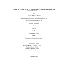 Revolutionary Writing in Aimé Césaire and Ghassan