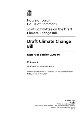 Joint Committe on the Draft Climate Change Bill