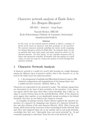Character Network Analysis of Émile Zola's Les Rougon-Macquart