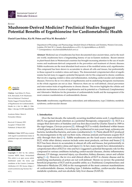 Mushroom-Derived Medicine? Preclinical Studies Suggest Potential Beneﬁts of Ergothioneine for Cardiometabolic Health