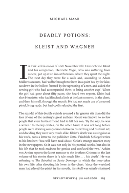 Deadly Potions: Kleist and Wagner