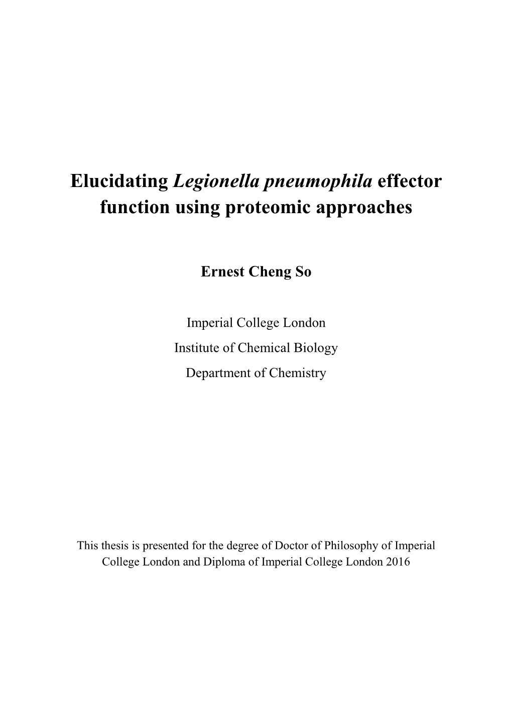 Legionella Pneumophila Effector Function Using Proteomic Approaches