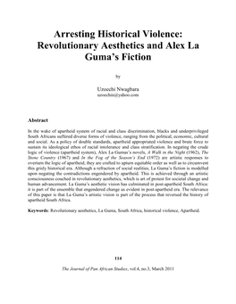 Revolutionary Aesthetics and Alex La Guma's Fiction