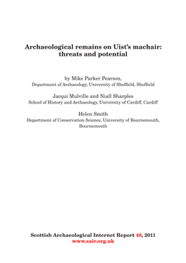 Archaeological Remains on Uist's Machair: Threats and Potential