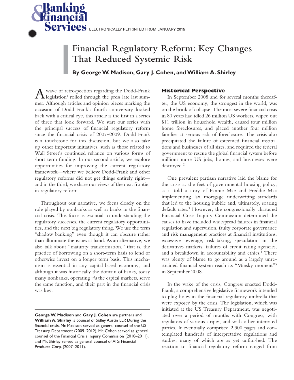 Key Changes That Reduced Systemic Risk