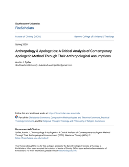 Anthropology & Apologetics