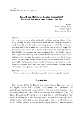 Does K-Pop Reinforce Gender Inequalities? Empirical Evidence from a New Data Set