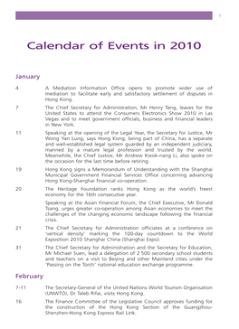 Calendar of Events in 2010