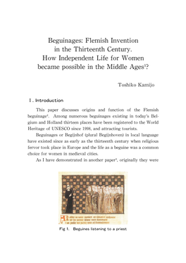 Beguinages:Flemish Invention in Thethirteenth Century. How