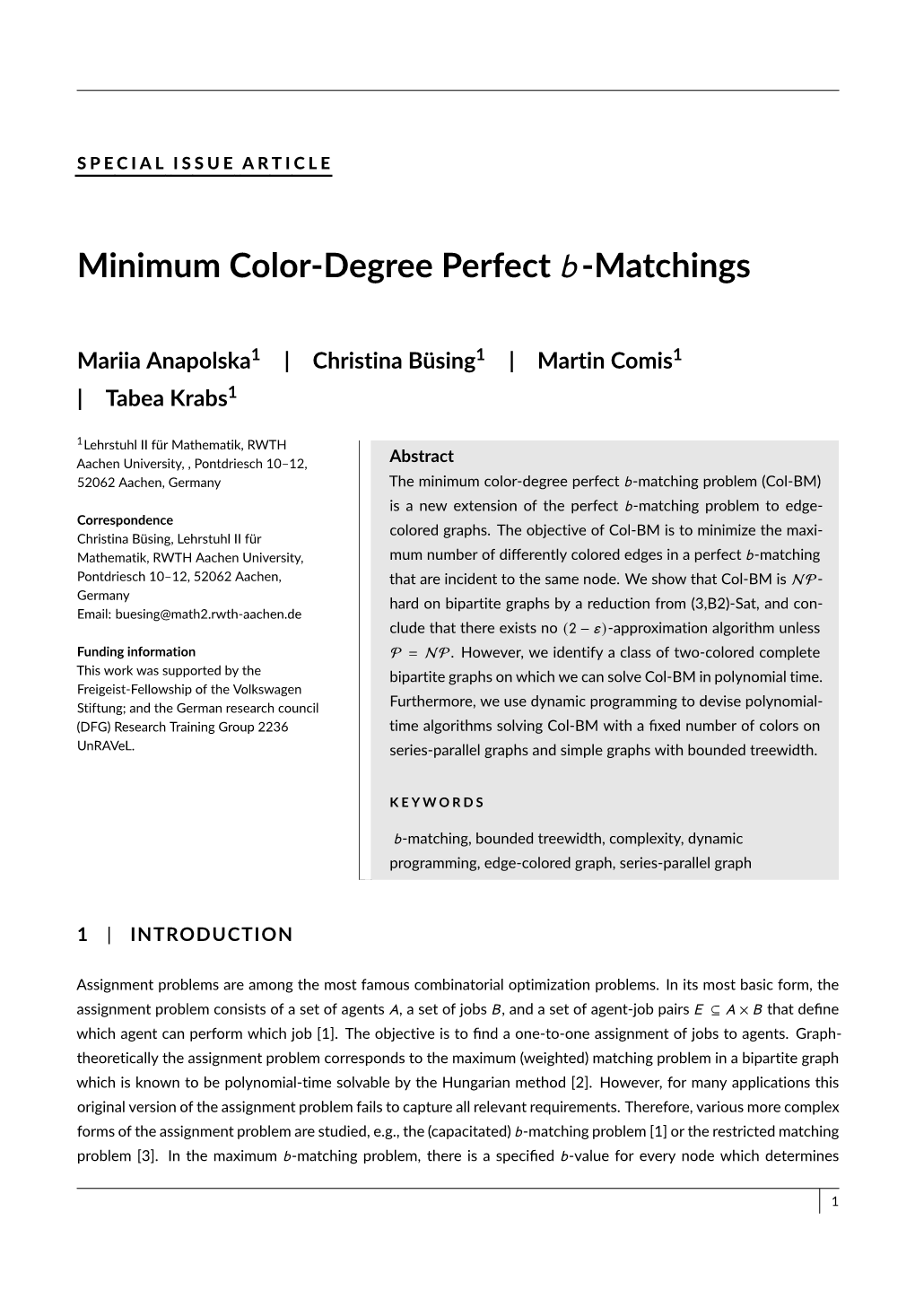 Minimum Color-Degree Perfect B-Matchings