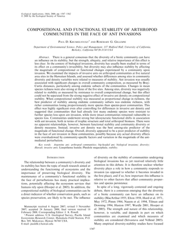 Compositional and Functional Stability of Arthropod Communities in the Face of Ant Invasions