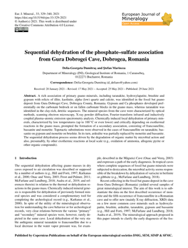 Sequential Dehydration of the Phosphate–Sulfate Association from Gura Dobrogei Cave, Dobrogea, Romania