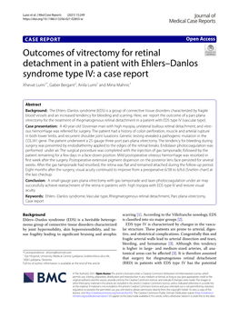 Outcomes of Vitrectomy for Retinal Detachment in a Patient with Ehlers