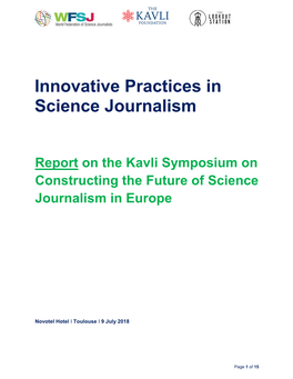 Innovative Practices in Science Journalism
