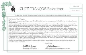 CHEZ FRANÇOIS Restaurant Volume 25 Issue 1