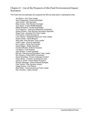 List of the Preparers of This Final Environmental Impact Statement