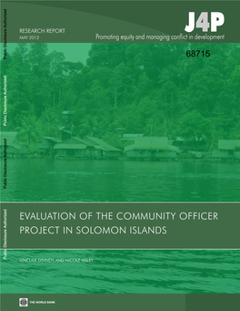 Community Officer Project, Solomon Islands