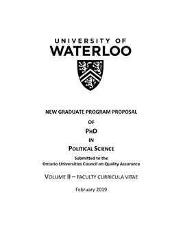 New Graduate Program Proposal of in Political Science Volume Ii–Faculty Curricula Vitae